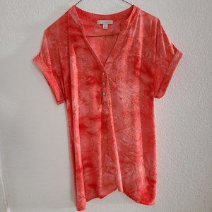 Woman's V-Neck Blouse Floral Large